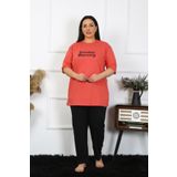 Moda Çizgi 202404 Büyük Beden Mercan Kadın Pijama Takımı