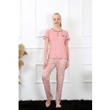 Moda Çizgi 20388 Gül Kurusu Kısa Kol Kadın Pijama Takımı