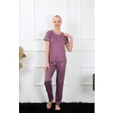 Moda Çizgi 20388 Mürdüm Kısa Kol Kadın Pijama Takımı