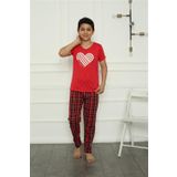 Moda Çizgi 20391 Kırmızı Penye Erkek Çocuk Pijama Takımı