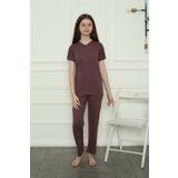 Moda Çizgi 20399 Mürdüm Penye Kız Çocuk Pijama Takımı
