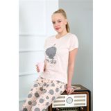Moda Çizgi 20410 Pudra Kısa Kol Kadın Pijama Takımı