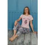 Moda Çizgi 20502P Pembe Pamuk Kadın Pijama Takımı