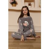 Moda Çizgi 20523 Gri Welsoft Polar Kız Çocuk Pijama Takımı