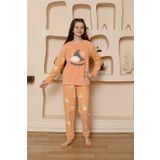 Moda Çizgi 20526 Turuncu Welsoft Polar Kız Çocuk Pijama Takımı