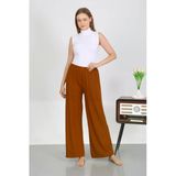 Moda Çizgi 210074 Kahve Bürümcük Kumaş Hafif Esnek Kadın Pantolon