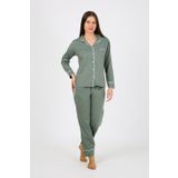 Moda Çizgi 2775 Yeşil Penye Uzun Kol Kadın Pijama Takımı