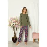 Moda Çizgi 4101 Haki Penye Uzun Kol Kadın Pijama Takımı