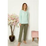 Moda Çizgi 4110 Su Yeşili Penye Uzun Kol Kadın Pijama Takımı