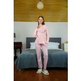 Moda Çizgi 4115 Somon Penye Uzun Kol Kadın Pijama Takımı