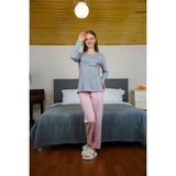 Moda Çizgi 4116 Gri Penye Uzun Kol Kadın Pijama Takımı