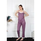 Moda Çizgi 4136 Mürdüm İp Askılı Kadın Pijama Takımı