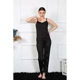 Moda Çizgi 4136 Siyah İp Askılı Kadın Pijama Takımı