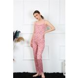 Moda Çizgi 4137 Pudra İp Askılı Kadın Pijama Takımı