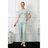 Moda Çizgi 4140 Su Yeşili Kısa Kol Kadın Pijama Takımı