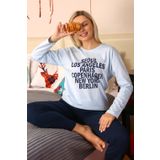 Moda Çizgi 4174 Buz Mavisi Uzun Kol Penye Kadın Pijama Takımı