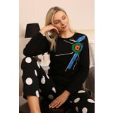 Moda Çizgi 4176 Siyah Uzun Kol Penye Kadın Pijama Takımı