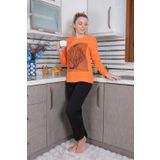 Moda Çizgi 4177 Turuncu Uzun Kol Penye Kadın Pijama Takımı