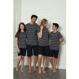 Moda Çizgi 50117 Aile Anne - Kız Penye Şortlu Pijama Takım