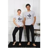 Moda Çizgi 50126 Pamuk Penye Sevgili Kombini Gri Pijama Takımı