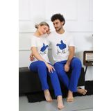Moda Çizgi 50129 Pamuk Penye Sevgili Kombini Beyaz Pijama Takımı