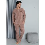 Moda Çizgi 6827 Sütlü Kahve Welsoft Polar Erkek Pijama Takımı