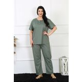 Moda Çizgi 75012 Yeşil Büyük Beden Kısa Kol Kadın Pijama Takımı