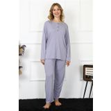 Moda Çizgi 75013 Lila Büyük Beden Uzun Kol Kadın Pijama Takımı