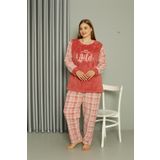 Moda Çizgi 808040 Welsoft Polar Büyük Beden Pudra Kadın Pijama Takımı