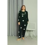 Moda Çizgi 808045 Welsoft Polar Büyük Beden Petrol Rengi Kadın Pijama Takımı