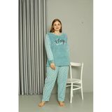 Moda Çizgi 808046 Welsoft Polar Büyük Beden Su Yeşili Kadın Pijama Takımı