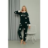 Moda Çizgi 8512 Yeşil Welsoft Polar Kadın Kapüşonlu Pijama Takımı