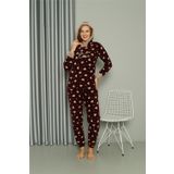 Moda Çizgi 8513 Bordo Welsoft Polar Kadın Kapüşonlu Pijama Takımı