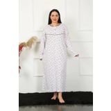 Moda Çizgi Big Uzun Kol Bej Anne Gecelik 1357