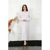 Moda Çizgi Big Uzun Kol Beyaz Anne Gecelik 1356