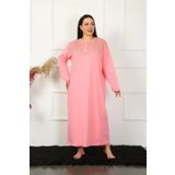 Moda Çizgi Big Uzun Kol Dantelli Somon Anne Gecelik 1355