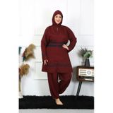 Moda Çizgi Büyük Beden Tesettür Mayo 7xl-8xl-9xl-10xl Bordo 55010