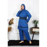 Moda Çizgi Büyük Beden Tesettür Mayo 7xl-8xl-9xl-10xl İndigo 55010