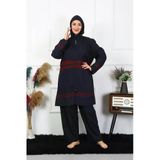 Moda Çizgi Büyük Beden Tesettür Mayo 7xl-8xl-9xl-10xl Lacivert 55010