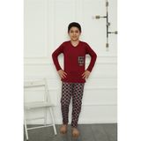 Moda Çizgi Erkek Çocuk Penye Pijama Takım 20385 - Bordo - 5 - 6 Yaş