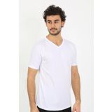 Moda Çizgi Erkek V Yaka Beyaz Penye Atlet 6560