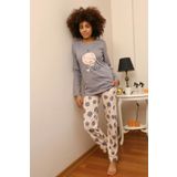 Moda Çizgi Kadın Penye Uzun Kol Pijama Takım 4186