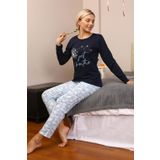 Moda Çizgi Kadın Penye Uzun Kol Pijama Takım 4189
