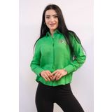 Moda Çizgi MC2301 Yeşil Taşlı Keten Kadın Gömlek