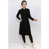 Moda Çizgi Tunik Gömlek Siyah