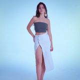 Moda Corda Jeans Lola Yırtmaçlı Etek - 40 - Yeşil