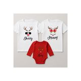 MODA Daddy Mommy Baby Yılbaşı Noel Christmas Baskılı Anne Baba Bebek Aile Tişört Zıbın Kombin