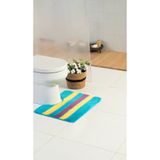 Moda Dekor Akrilik Linear Multi 60x50 cm U Yaka | Yıkanabilir , Makine Dokuması | Banyo Paspası