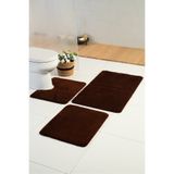 Moda Dekor Akrilik Uni Kahverengi 60x100-60x50-60x50cm 3'lü Banyo Paspası,Halı