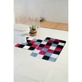 Moda Dekor Milenyum Karo Siyah-Kırmızı 2'li Banyo Paspası | 60x100cm + 60x50cm